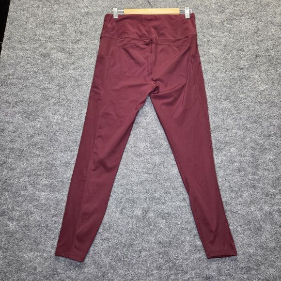 OUGES Leggings Womens XL Burgundy High Waisted Yoga Pants Pockets Athletic Gym - Picture 2 of 7
